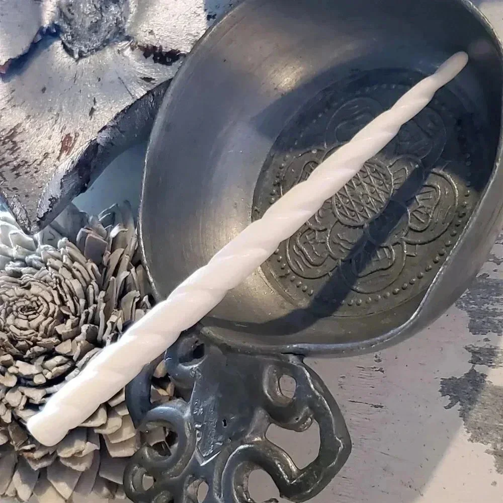 Avant Garde India Off White Carved Twisted Buffalo Bone Hair Stick